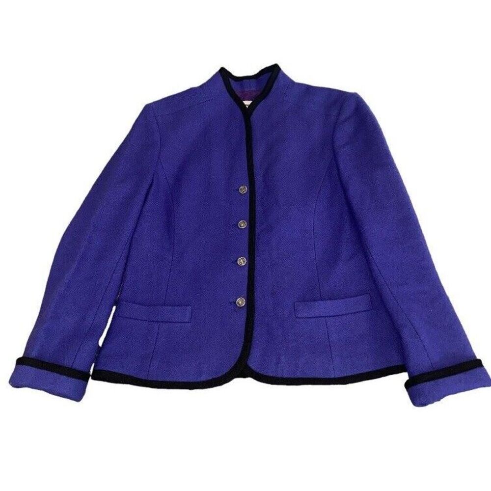 Personal Women's Blazer 100% Wool Suit‎ Jacket Purple Size 8 Beaded 1980s